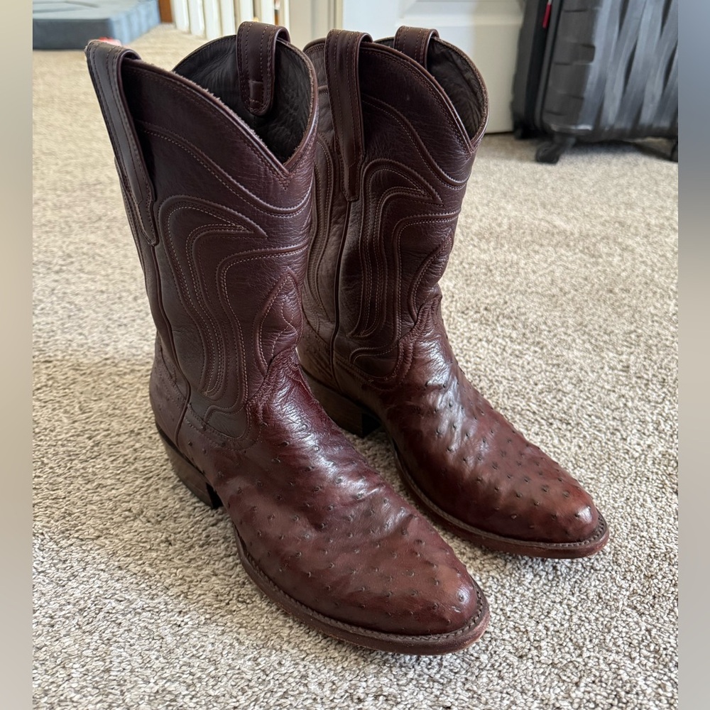 Tecovas Rich Brown Ostrich Western Boots